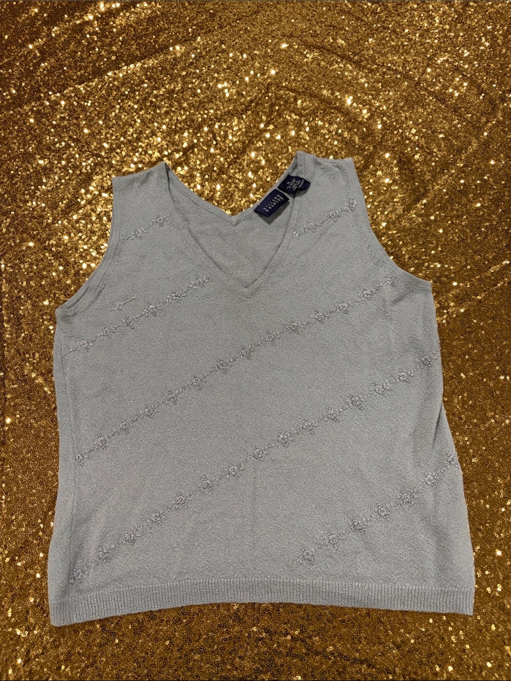 Hillard & Hanson Light Gray V-Neck Knit Tank